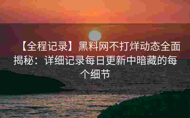 【全程记录】黑料网不打烊动态全面揭秘：详细记录每日更新中暗藏的每个细节