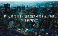 如何通过黑料网快速找到黑料社的最新爆料内容？