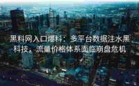 黑料网入口爆料：多平台数据注水黑科技，流量价格体系面临崩盘危机