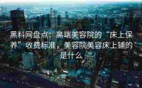 黑料网盘点：高端美容院的“床上保养”收费标准，美容院美容床上铺的是什么