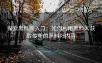 探索黑料网入口：如何利用黑料网获取最新的黑料社内容