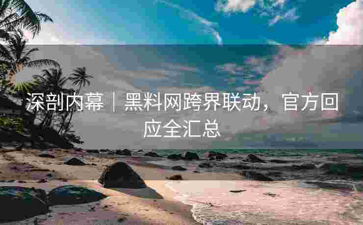 深剖内幕｜黑料网跨界联动，官方回应全汇总