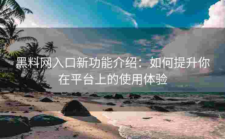 黑料网入口新功能介绍：如何提升你在平台上的使用体验