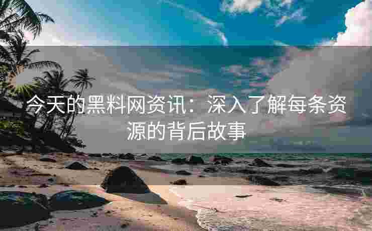 今天的黑料网资讯：深入了解每条资源的背后故事