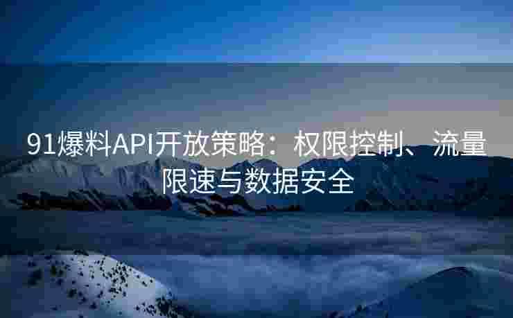 91爆料API开放策略：权限控制、流量限速与数据安全