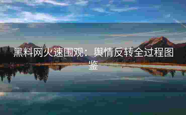 黑料网火速围观：舆情反转全过程图鉴