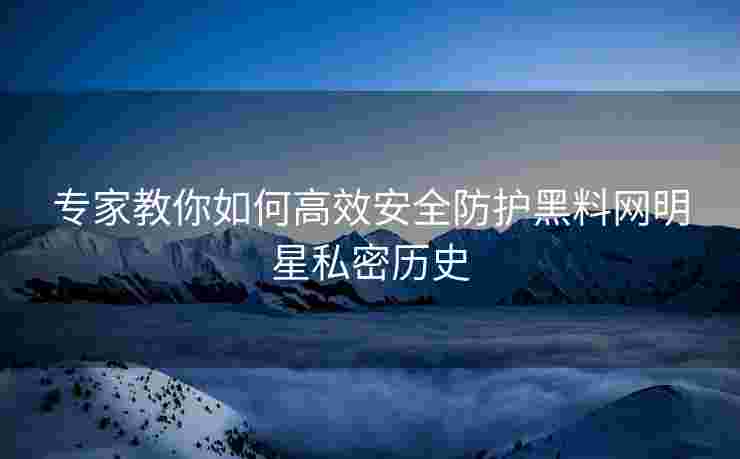 专家教你如何高效安全防护黑料网明星私密历史